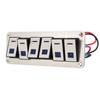 6 Gang Rocker Switch Panel 12V 24V Blue LED Waterproof SPST On Off Pre Wired Switch for Car Boat