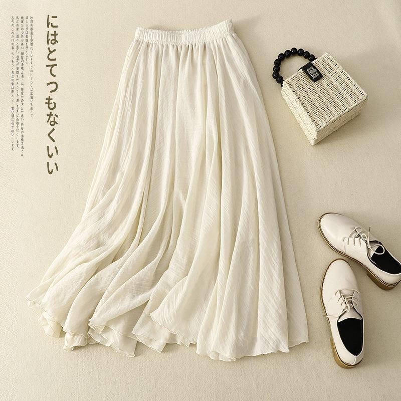 Double-layer Skirt Elastic Waist A-line Skirt Big Swing Skirt Woman