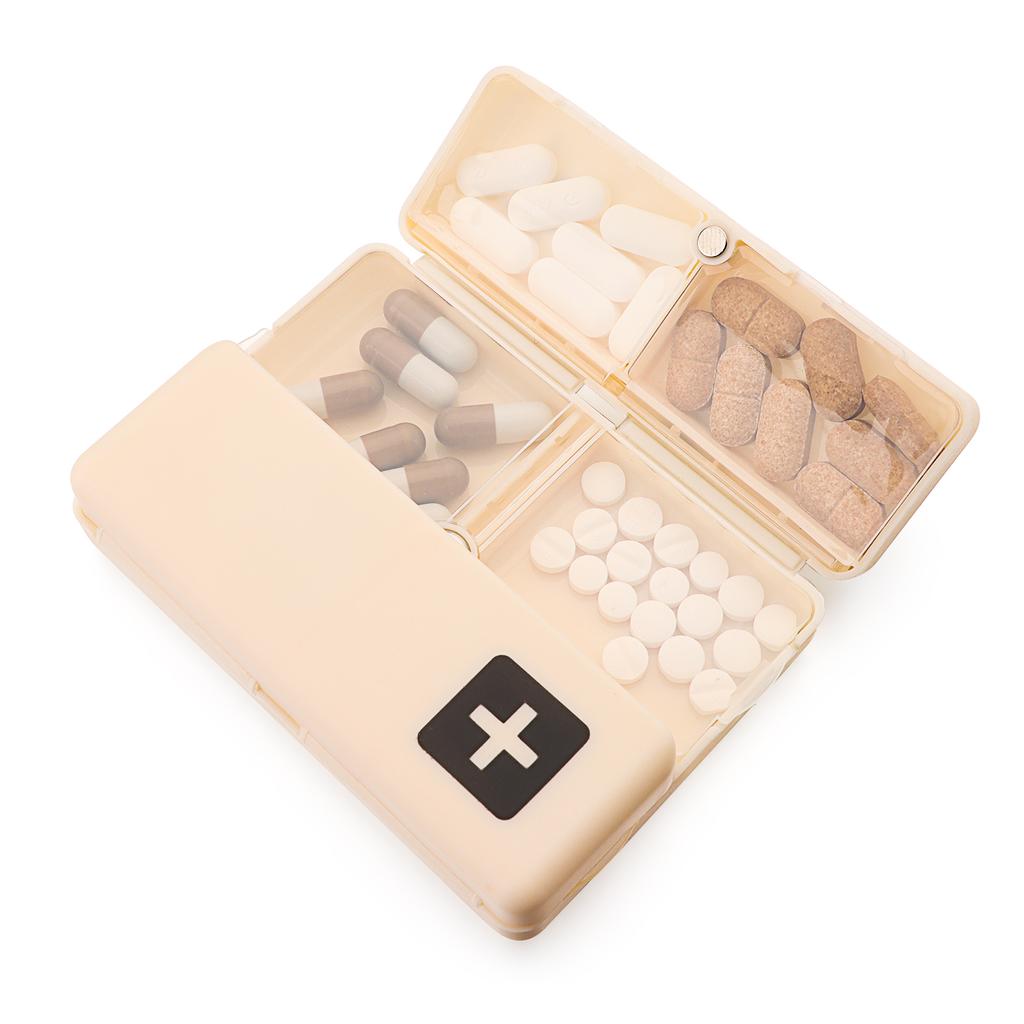 7 Compartments Portable With Dual Lid Pill Case Box Folding Weekly Pill Organizer