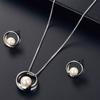 Women Faux Pearl Round Pendant Necklace Stud Earrings Wedding Party Jewelry Set AVE