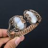 Fancy Rainbow Moonstone Gemstone Pure Copper Wire Wrapped Handmade Cuff/ Bangle Adjustable Jewelry