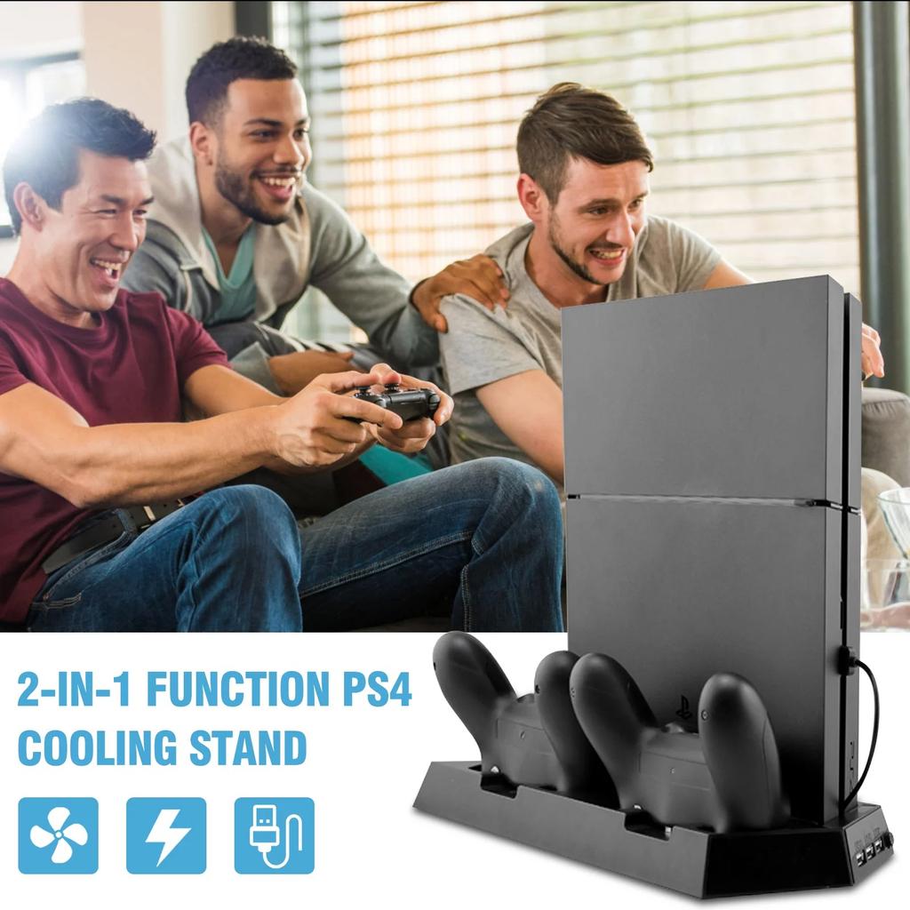 Vertical Stand for PS4 Slim / PS4 with Cooling Fan for Playstation 4