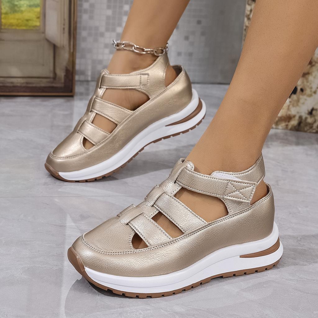 Ladies Shoes 2025 High Quality Buckle Strap Women's Sandals New Closed Toe Office and Career Summer Solid Wedge Sandals Zapatos
