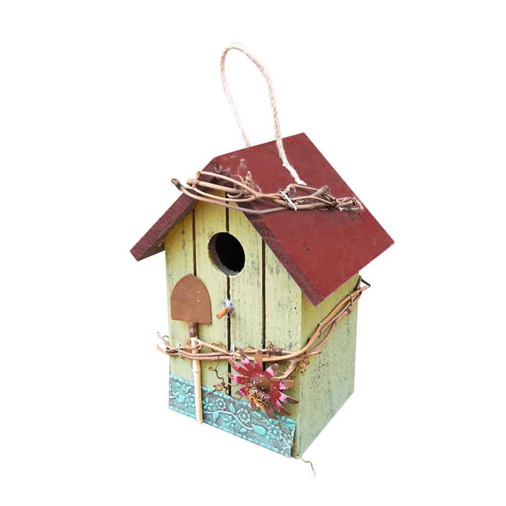 Bird Houses For Outside,Wooden Birdhouse Hanging For Outdoor Garden Patio Decoration Bird Hut Box For Wren Sparrow Hummingbird
