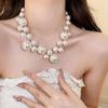 2023 Vintage French Pearl Necklace Clavicle Chain Bridal Wedding Accessory