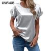 Summer Women's T-shirt Short-sleeved Satin Shirt Loose Casual Round Neck Satin T-shirt Women's Tops