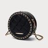 Korean Style Feminine Rhombus Lattice Crossbody Bags Fashionable Small Round Shoulder Single Casual Plutonium Leather Zipper Bags