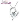 Lovely Romantic 925 Sterling Silver Super Shining Cubic Zirconia Crystal Jewelry Necklace Heart Pendant For Women Girls