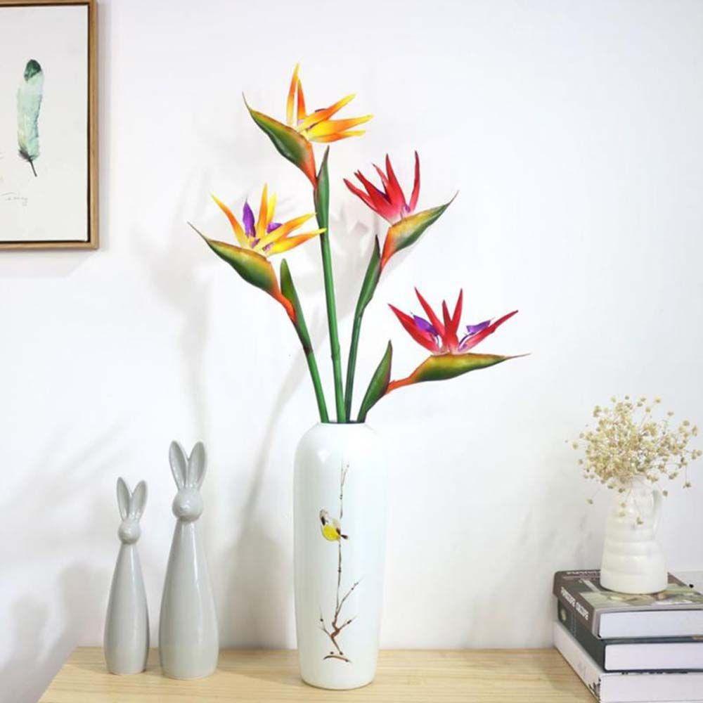Nearly Wedding Home Decor Long Stem Silk Crane Latex Flowers Artificial Flowers Tropical Flowers