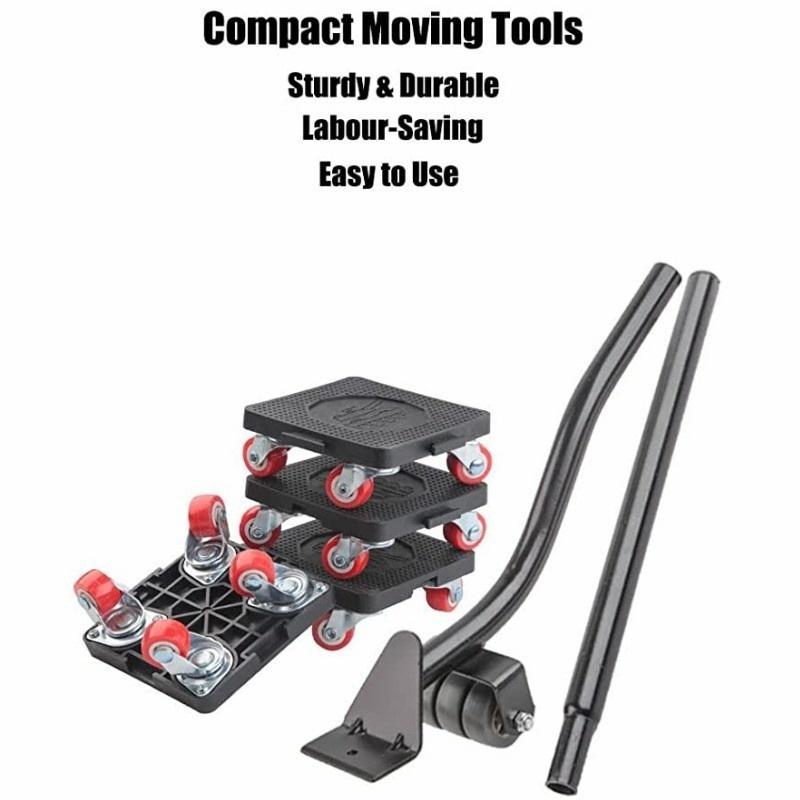 6 Pcs Furniture Moving Transport Roller Set Removal Lifting Moving Tool Set Wheel Bar Mover Moving Heavy Stuffs Device Hand Tool