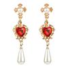Drop Earrings Women Baroque Vintage Love Drops Pearl Long Temperament Earrings