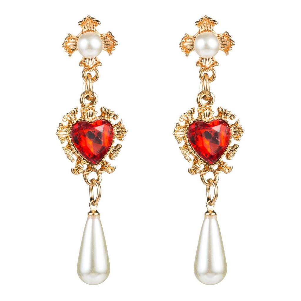 Drop Earrings Women Baroque Vintage Love Drops Pearl Long Temperament Earrings