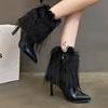 Fur Super High Heels Ankle Snow Boots New Pointed Toe Shoes Winter 2025 Trend Elegant Party Shoes Fashion Sexy Pumps Botas Mujer