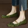 Fashion Rhinestone Women's Flat Mary Jane Shoes Square Toe Green Ladies Footwear Low Price 39 Summer 2025 High Quality Fashion Young Y2k
