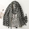 Spring and Summer Cotton and Linen Scarf with Celebrity Style Geometric Style Tassel Scarf Warm Shawl