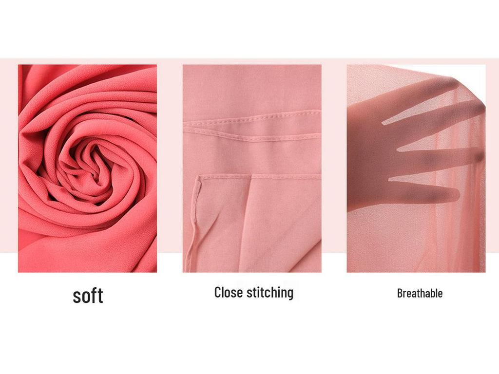 Rhinestone Beaded Chiffon Headscarf: Breathable Sun Protection Muslim Wrap In Ethnic Style