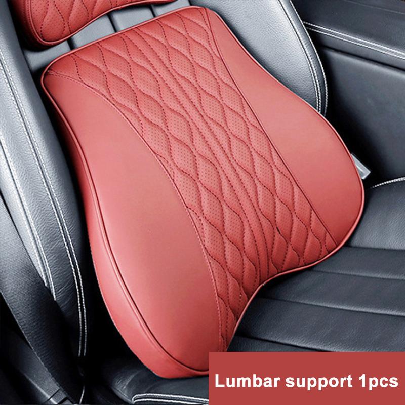Car Leather Headrest Lumbar Support Memory Foam Car Rest Neck Pillow Back Cushion Seat Waist Supports Car Interior Accessories