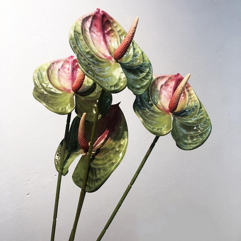 57CM Plastic Fake Single Stem Anthurium Artificial Flowers Artificial Anthurium