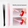 Double Ended Silicone Nail Art Tweezers With Pressing Head Nail Stickers Rhinestones Pick Up Clip Eyelash Extension Makeup Tools