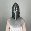 Nurnberg Bascinet Hounskell Helmet Barbuta Chainmail Steel Helmet Medieval Knight Chainmail Hand Forged LARP Best Gift