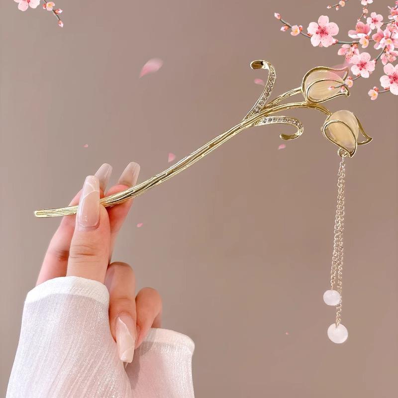 Романтичные аксессуары для волос в китайском стиле для женщин и девочек, милая универсальная заколка для волос с цветочной кисточкой, простая высококачественная палочка для волос, подарки