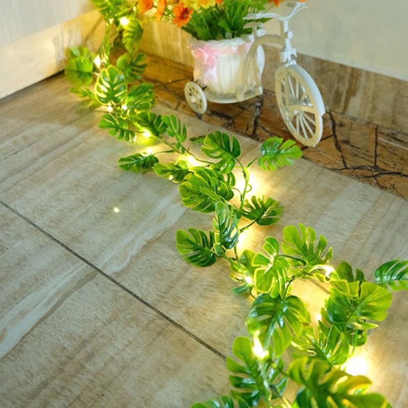 Monstera Leaves Artificial Vine String Lights Fairy Lamp For Bedroom Living Room Party Decoration