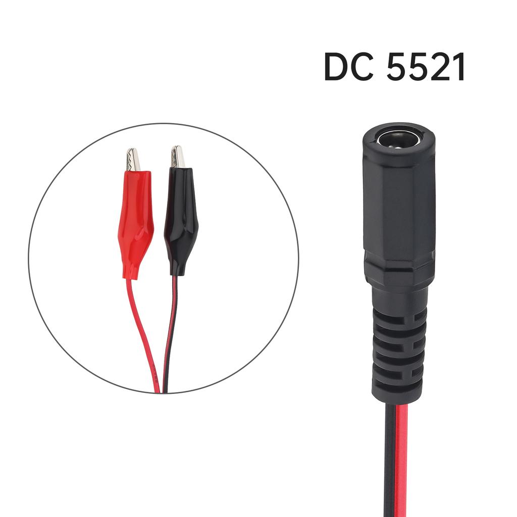 22AWG Power Cable Connector 2.1 X 5.5mm DC Female Jack To Dual Alligator Clip Connector Cable Adapter