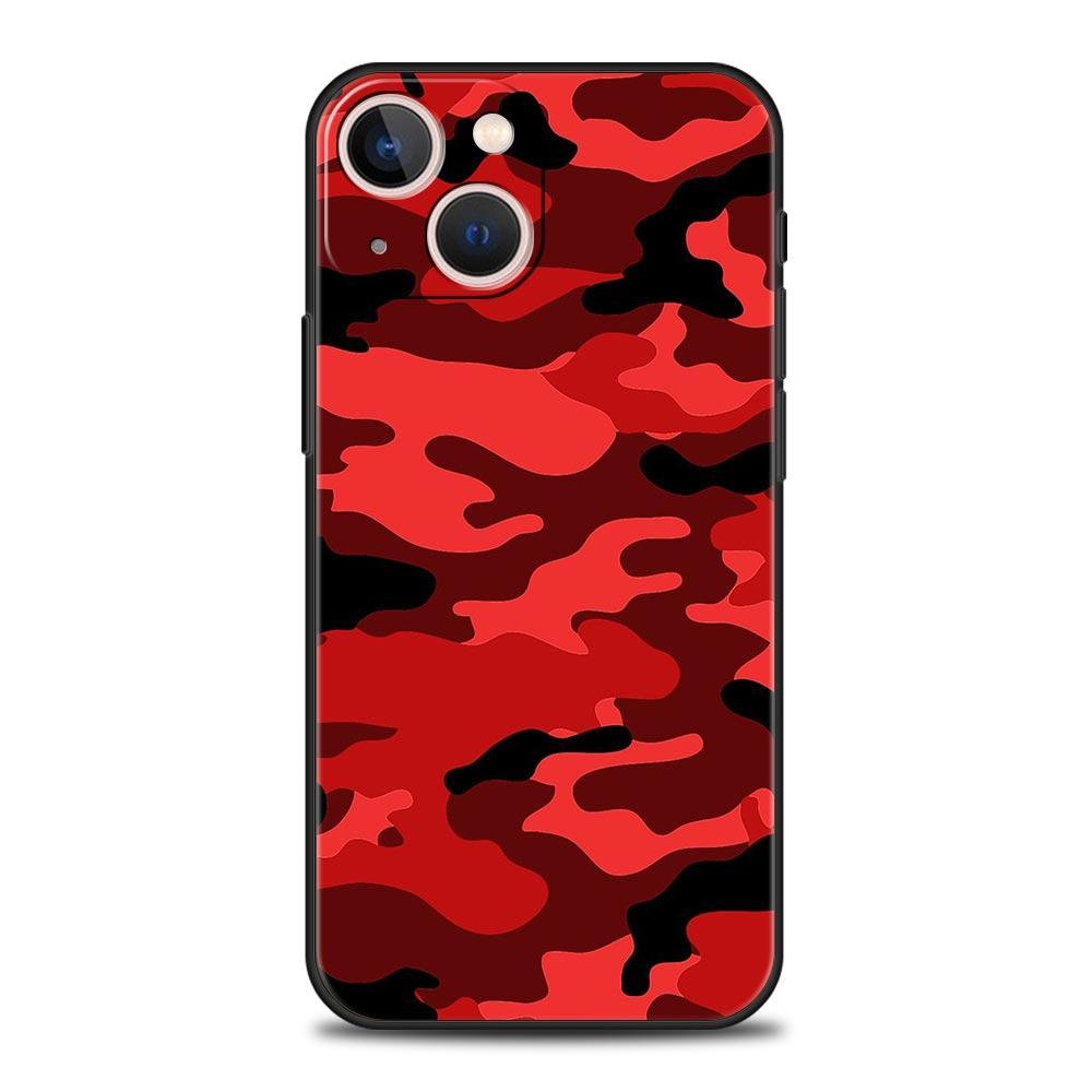 Colour Camouflage Black Camo Silicone Phone Case For iPhone 11 12 13 15 14 Pro Max X XR XS 7 8 Plus SE 2020 Luxury Black Cover