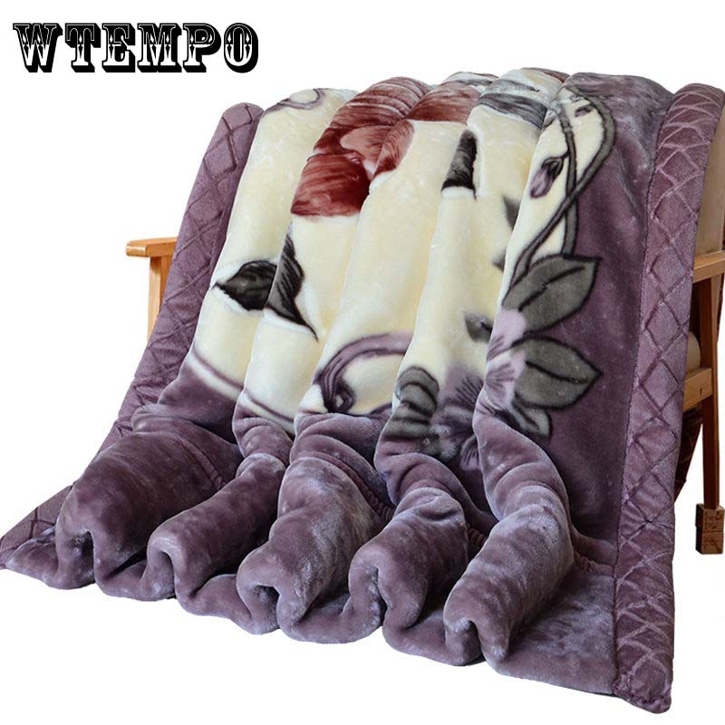 Winter Blanket Bed Soft Coral Flannel Flannel Blanket Faux Fur Mink Solid Color Sofa Cover Bed Cover Plus Velvet Breathable Sheet