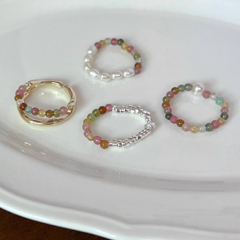 And Elegant Stylish Pearl Enamel Ring For Women In Unique Design With Adjustable Copper Band