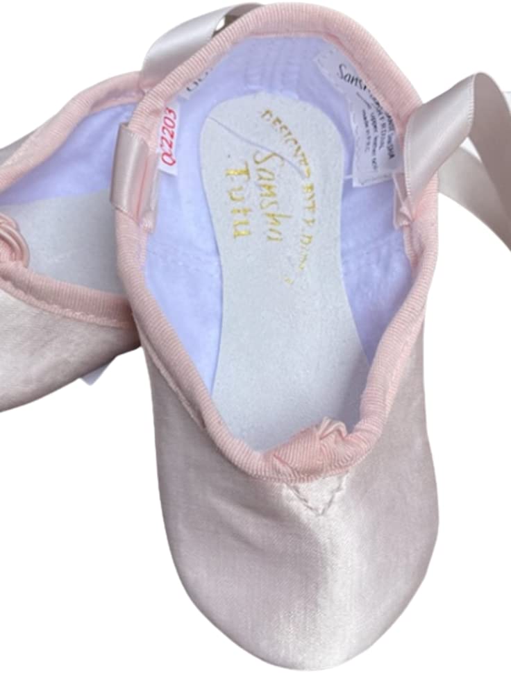 Ballet Specialty Store Mignon Satin Ballet Sansha with Perfect for Kids and Ballet Size Satin Pink Flats, Ribbon, Recitals, 17.5cm,