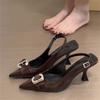Fashion Luxury Brand Designer Women Sandals Fashion Pointed Toe Buckle Strap Metal High Heeled Kitten Heel Elegant Single Shoes Female