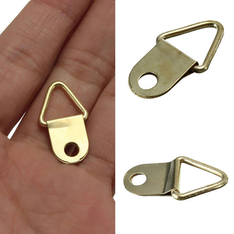 20Pc / Packaged Gold Brass Triangle Photo Frame Wall Hook Rings