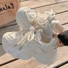 Fashion Spring Summer Thick Women Vulcanized Shoes Mesh Breathable Comfortable Sports Shoes Women Platform Shoes Casual Beige Sneakers