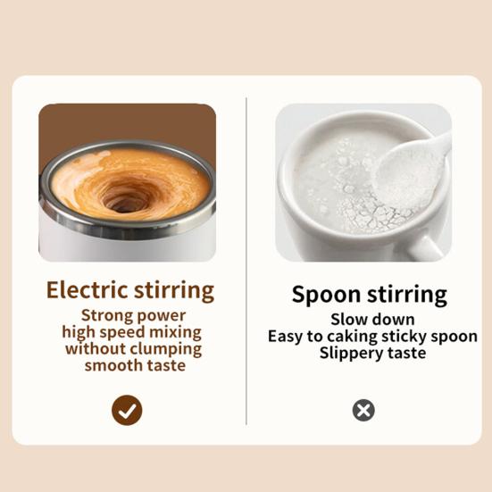 Self-Stirring Magnetic Coffee Cup with Temp Display 304 Stainless Steel Magnetic Stirrer Leak-proof Coffee Mug Drinkware