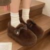 Retro Thick-soled Inner Height-increasing Girls' Fluffy Shoes, Autumn and Winter Outer Wear, Velvet Single Shoes, Warm Snow Cotton Shoes, Doudou Shoes