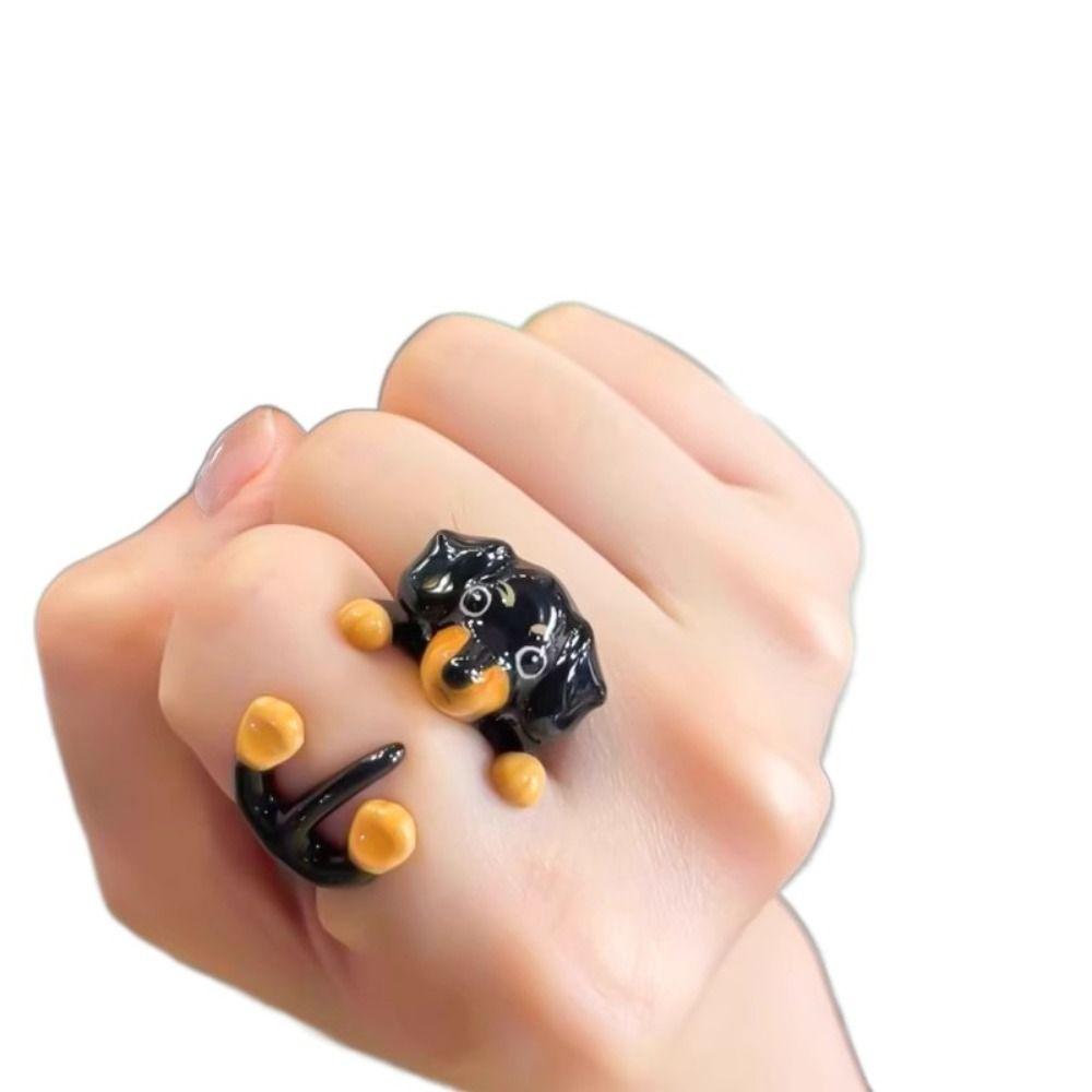 Jewelry Accessories Cartoon Dachshund Ring Zinc Zinc Alloy Funny Finger Buckle Creative Elephant Ring Women