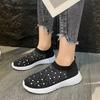 2024 Fashion Round Toe Comfortable Solid Color Shallow Mouth Slip-On Stretch Fabric Breathable Flat-soled Women's Sports Shoes