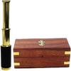 9.5" Handheld Brass Telescope with Anchor Wooden Box - Pirate Collection