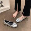 Silver Light Mouth Ballet Flat Shoes Women's New Summer Skirt Round Head Mary Jane Shoes