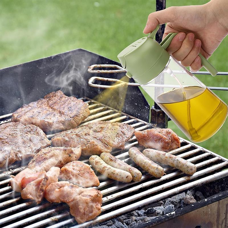 Olive Oil Dispenser,2 In 1 Oil Sprayer for Cooking,470ml Oil Spray Bottle with Pourer, Food-grade Oil Dispenser and Oil Sprayer