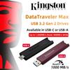 Kingston 512G USB-C USB-A Pen Drive Read 1000Mb/s High Performance TYPE-C USB 3.2 Gen 2 Series USB Flash Drive Stick 256GB/512GB/1TB DataTraveler Max