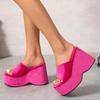 Thick-soled Wedge Heels One-shoulder Shoes Women's High Heels Beach Flip-flops