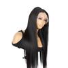 Черный Длинный Прямой Синтетический Парик на Кружевной Основе (13x4/13x6)