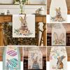 Easter Table Runner Rabbit Pattern Table Cover Reusable Table Protection Mat for Home Holiday Decoration