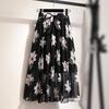 Women Bohemian Flower Long Skirt Summer Beach Sunny Floral Bow Chiffon High Waist Skirt