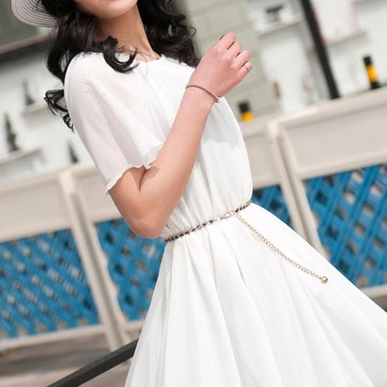 Waist Chain Faux Pearls Unfading Metal Useful Sweet Waist Belt Chain for School