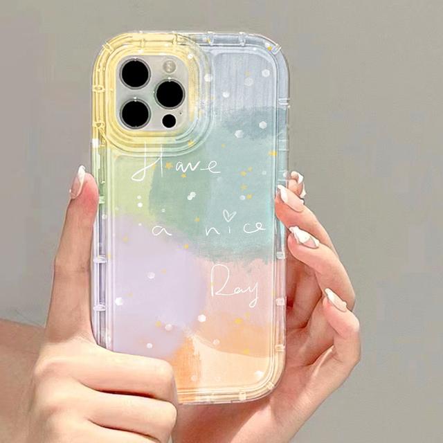 Purple Wash Painting Clear Phone Case For Iphone 13 11 12 14 Pro Max Xsmax X Xr 6 6s 7 8 Plus Se 2020 2022 Shockproof Back Cover