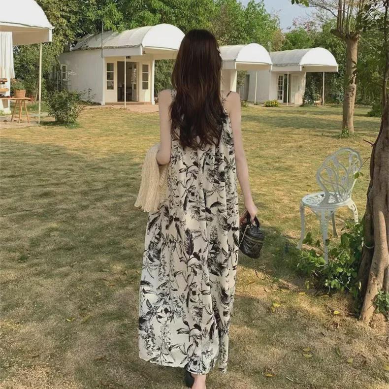 Женское платье-подтяжка с цветочным принтом 2023 года: Французский стиль чайной паузы