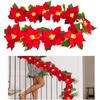 Christmas Poinsettia Garland String Lights 10 LED Artificial Flower Christmas String Lights
